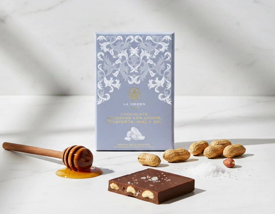 Ambachtelijke chocolade met pinda, honing en zout
