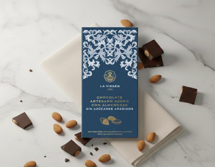 Ambachtelijke pure chocolade met amandelen