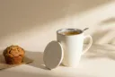 Theemok met filter en deksel - crème